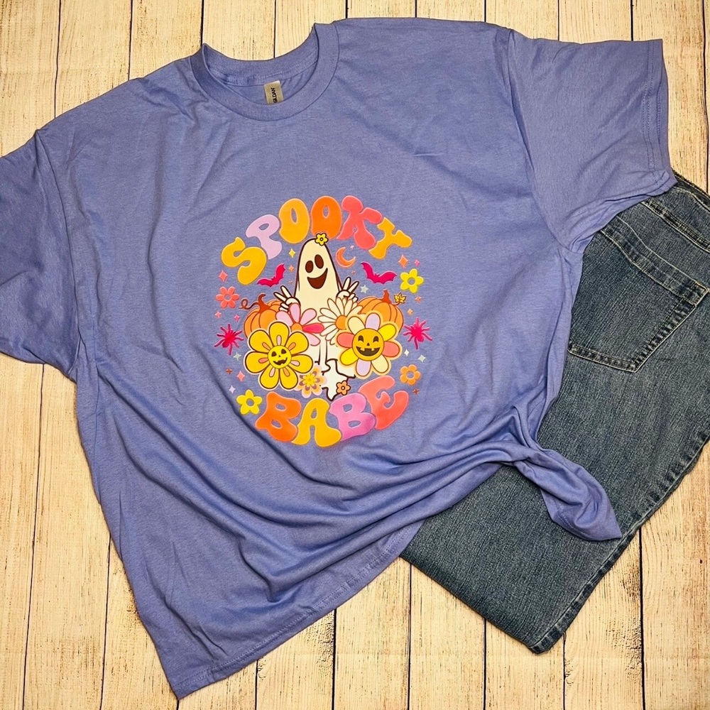 NEW Spooky Babe T-Shirt, Halloween, Ghost, Pumpkins, Spooky, size 2X, plus size